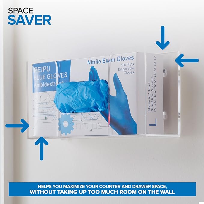 Stock Your Home Single Acrylic Gloves Dispenser Tissue Box Shelf, Glove Holder - Image 5
