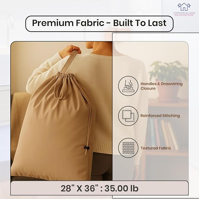 LFH Home Cotton Canvas Large Laundry Bag - Image 4