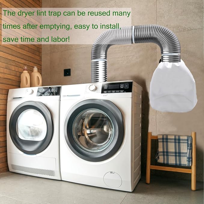 3 Pack Dryer Vent Lint Catcher Bags White - Image 6