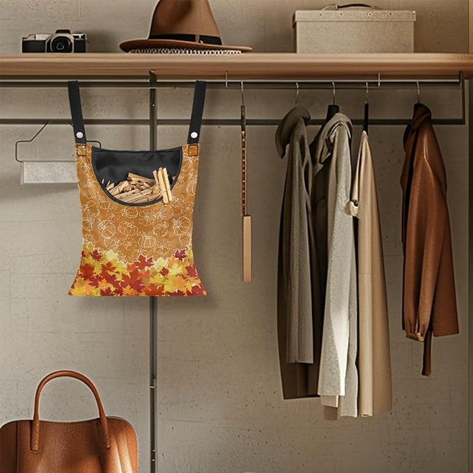 Maple Pumpkin Clip Storage Bag Multi Purpose Clothespin Storage Organizer - Image 4
