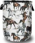 Watercolor Horse Laundry Basket, Foldable Waterproof Laundry Hamper Tote Bag by Unknown