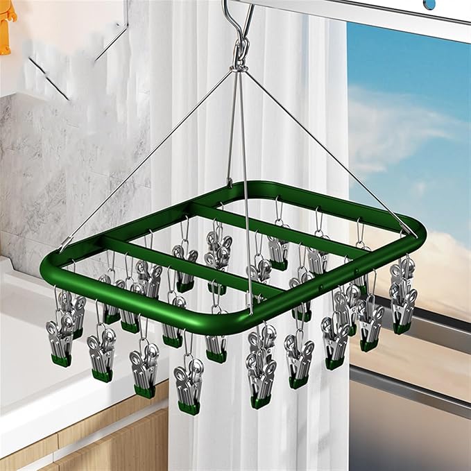 Drip Hanger with 26 Clips, Sock Drying Rack, Wind-Proof Hook, Underwear Storage by Unknown