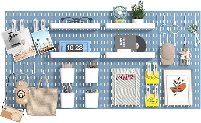 8-Pack 22"x44" Plastic Pegboard Panels Durable Modular Organizer Boards by RIVTUNTOOLS