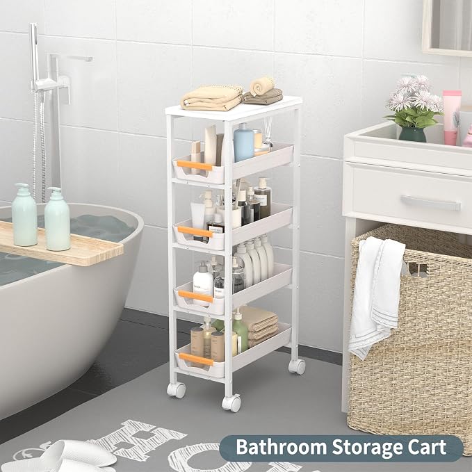 5 Tier Slim Rolling Utility Cart - Image 6