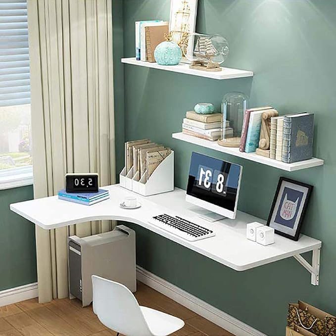 Corner Wall-Mounted Drop-Leaf Table L-Shaped Wall-Mounted Folding Table Folding by Unknown