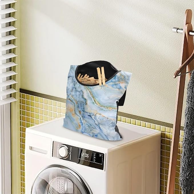 Marble Pin Collector Bag Reusable Clothespin Storage Organizer Wall Hanging - Image 2