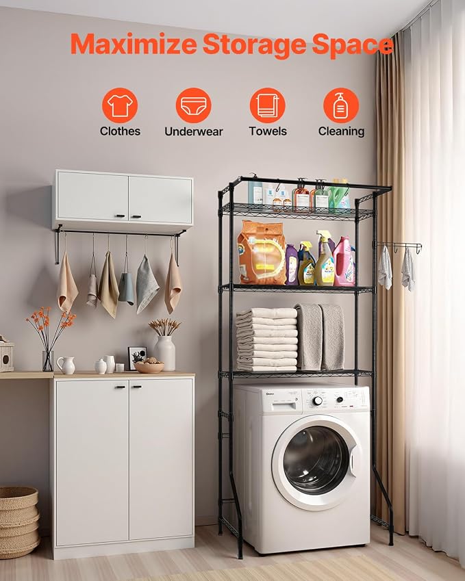 VEVOR Over The Washer and Dryer Storage Shelf, 3 Tier Laundry Room Drying Rack - Image 4