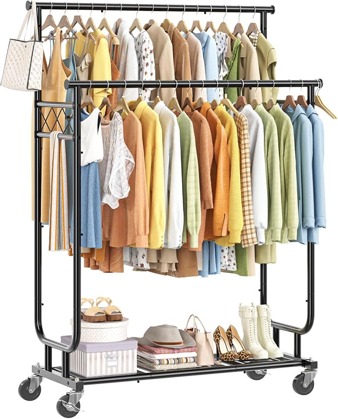 Heavy Duty Clothes Rack, Rolling Clothing Rack by Ekisemio
