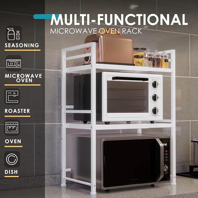DOLALIKE Microwave Oven Rack, Expandable Microwave Stand Countertop Kitchen - Image 4
