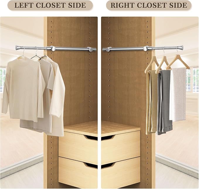 12" Pull Out Valet Rod for Closet, Adjustable Heavy Duty Closet Valet Rod - Image 2
