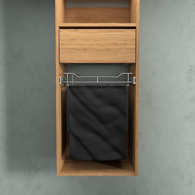 Classic 18" Full Extension Pullout Laundry Hamper in Chrome - Image 3
