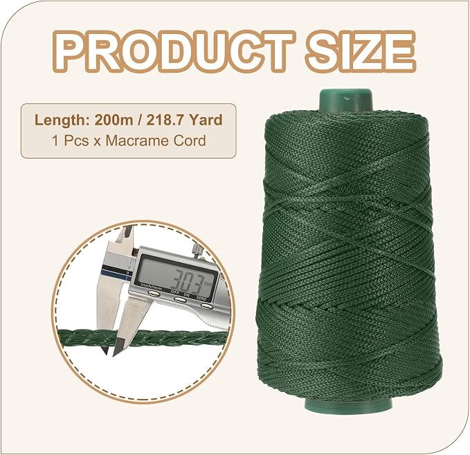 YELARXI Polyester Macrame Cord, 3mm x 219 Yards Polypropylene Macrame Cords - Image 2