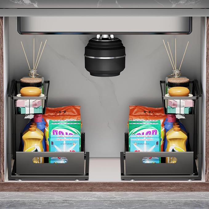 Under Sink Organizers and Storage 2 Tier Slide Out Kitchen Cabinet Organizer by ceetug