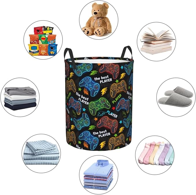 Video Game Controller Colorful Laundry Hamper Bag - Image 5