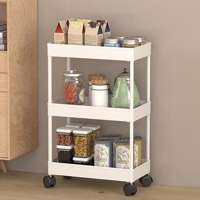 Slim Storage Cart, Bathroom Organizer Kitchen Organization Mobile Shelving Unit - Image 2