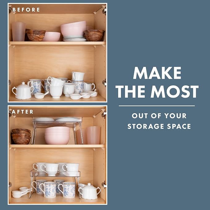 Masirs Clear Stackable Shelf, Easily Organize Your Kitchen Counter and Cabinet - Image 3