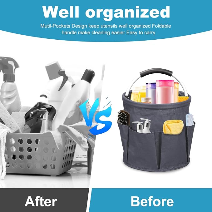 17L Cleaning Caddy with Handle, 4.5 Gallon Cleaning Supply Caddy Foldable - Image 3