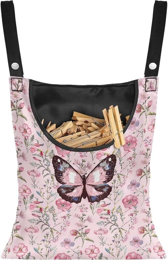 Pink Butterfly Clothespin Bag by Bivxisrvo