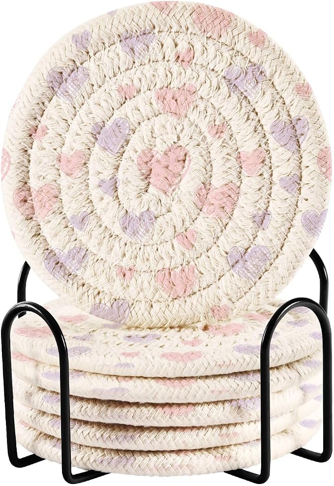 Lavender Hearts Coasters Set of 6 by Unknown