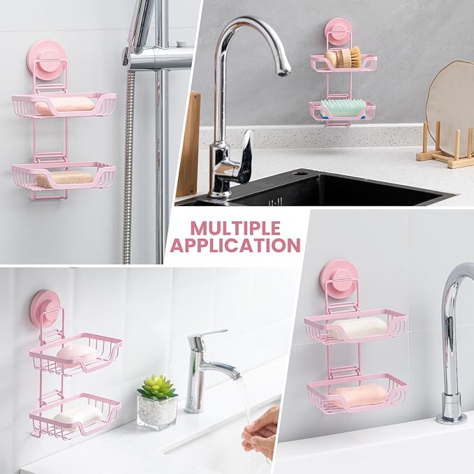 TAILI Double Layer Soap Holder, Bar Soap Dish Suction Cup - Image 4