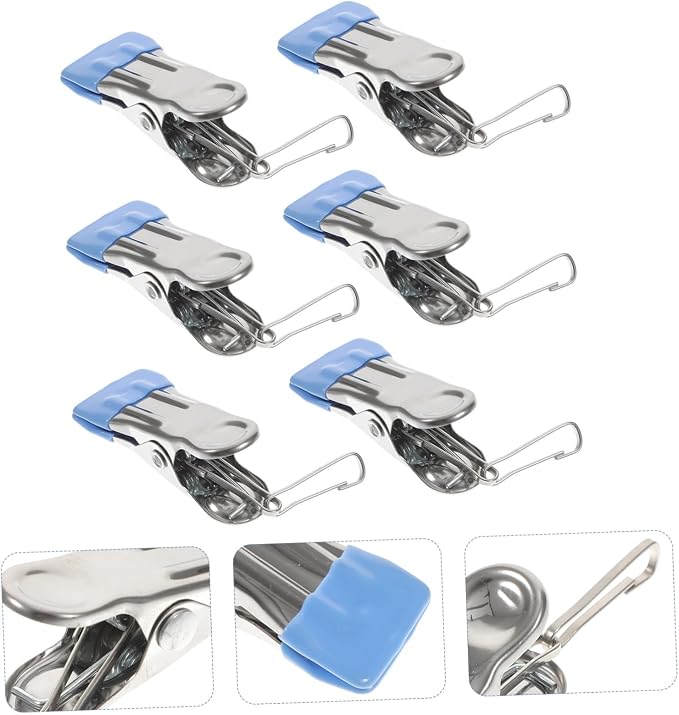 6Pcs Heavy Duty Stainless Steel Clothes Pins No-Marking Laundry Clips - Image 8