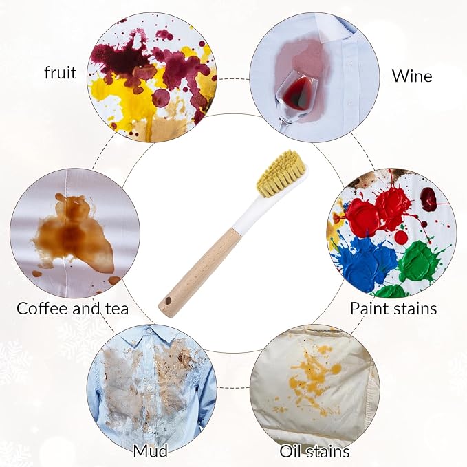 Wood Laundry Stain Brush with Soft Bristle, Stain Remover Brushes with Long - Image 5