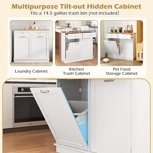 LDAILY Moccha Kitchen Tilt Out Trash Cabinet, Hideaway Recycling Cabinet - Image 7