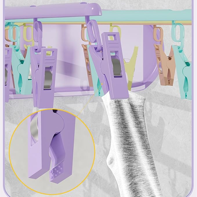 Wall Mounted Clothes Hanger Rack Socks Gloves Towels Drying Rack Space-Saver - Image 2