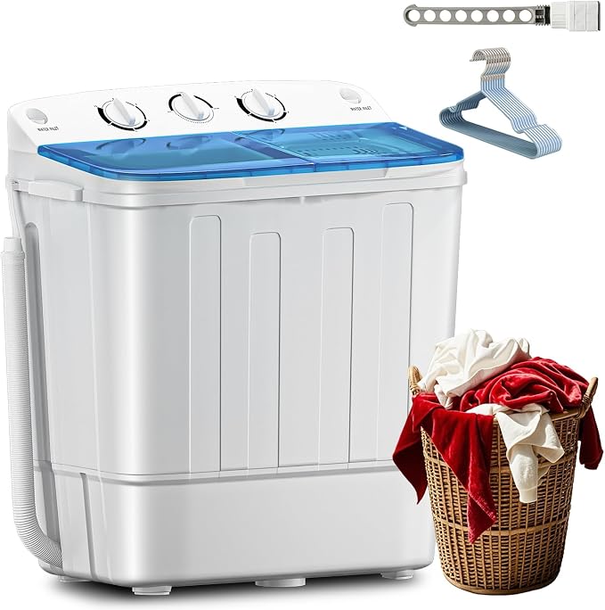 Portable Twin Tub 18lbs Washing Machine by Erivess