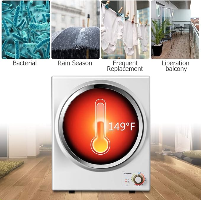 COSTWAY Compact Laundry Dryer, 110V Electric Portable Clothes Dryer - Image 5