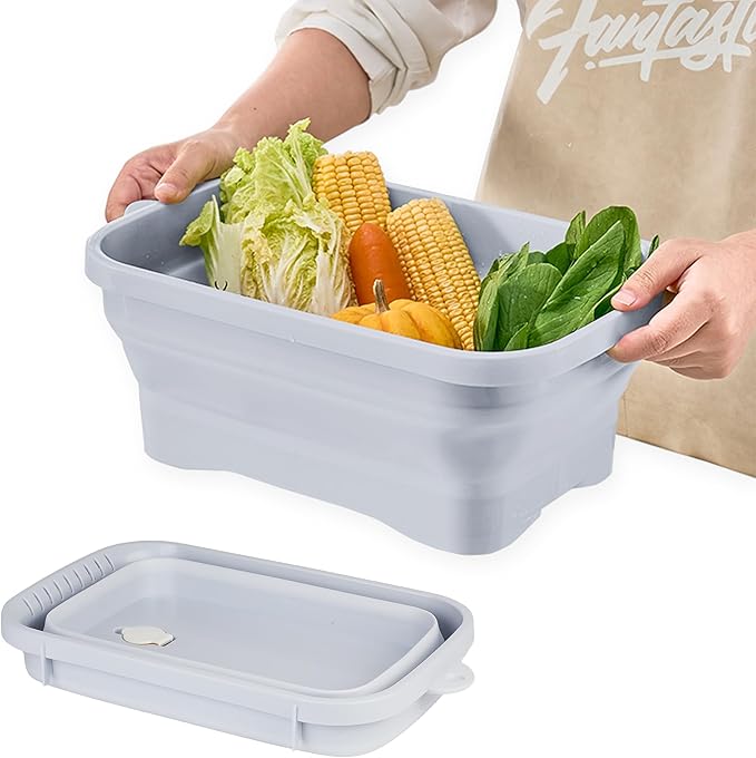 Collapsible Dish Pans, 2Gal Capacity, Plastic Dish Tub Dishpan by Daimix
