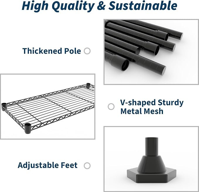 5-Tier Heavy Duty Metal Shelving Unit, Adjustable Height & Feet, Sturdy - Image 4
