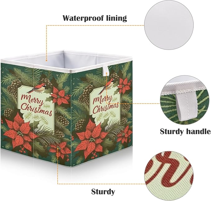 senya Large Storage Bins Flower Bird Red Collapsible Foldable Storage Cubes - Image 4