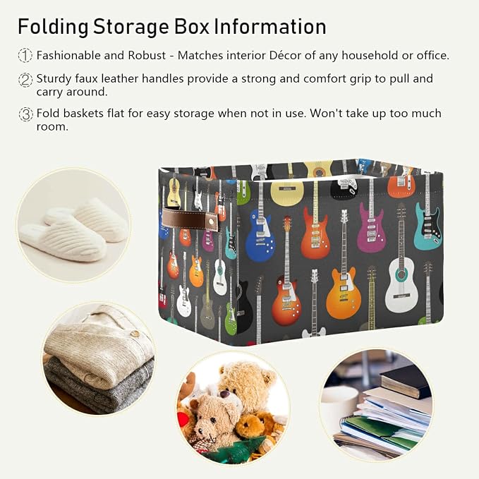 Modern Guitar Storage Basket Music Storage Box Bin Large Laundry Organizer - Image 5
