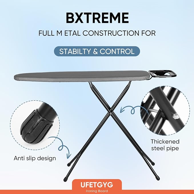 Classic Ironing Board 43" X 13" W/with Iron Rest | Full Metal Construction| - Image 3