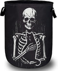 Funny Skull Black Cat Laundry Basket, Foldable Waterproof Laundry Hamper Tote by Unknown