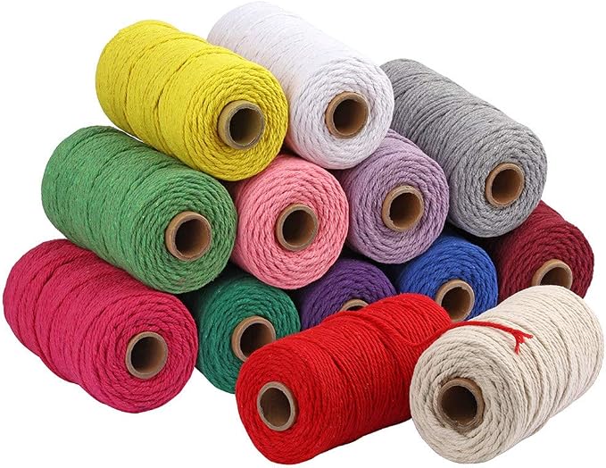 109 Yards 3mm Macrame Cotton Cord 4 Strand Twisted Twine Strings Rope - Image 3
