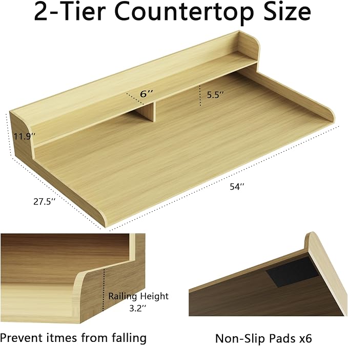 Fabuday 2-Tier Wood Washer Dryer Countertop - Image 2