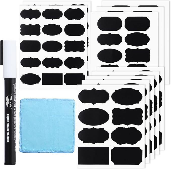 Mr. Pen- Chalkboard Labels, 1 White Chalk Marker and Small Towel, Label Stickers by MrPen