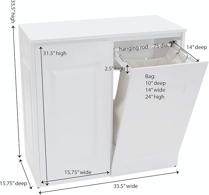 Household Essentials Double Hamper Cabinet, Metal Exterior and Removable - Image 3