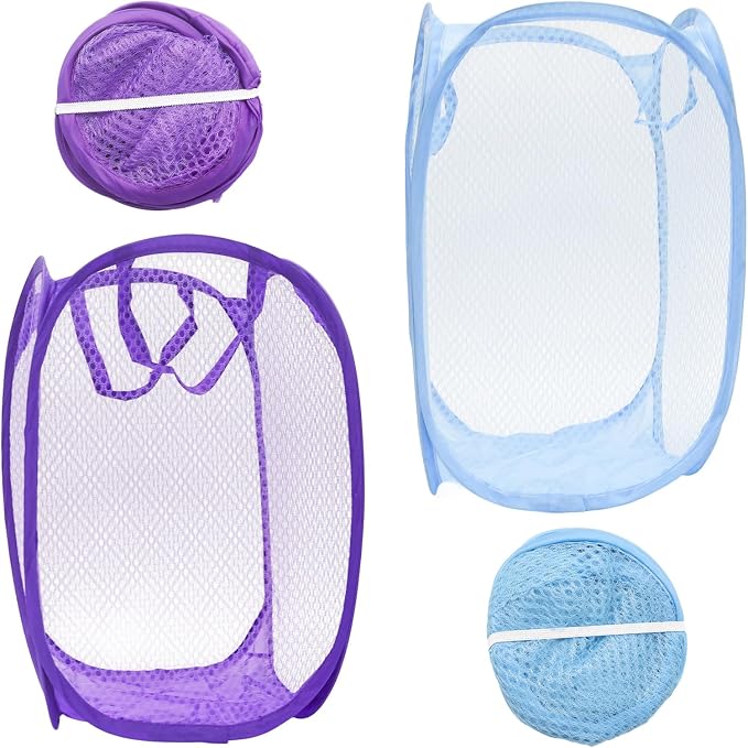 2Pcs Popup Mesh Laundry Baskets, Collapsible and Portable Laundry Hamper by Unknown