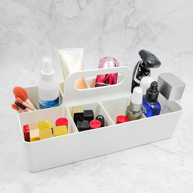 New Plastic Portable Makeup Organizer Caddy Tote Divided Basket Bin - Image 6