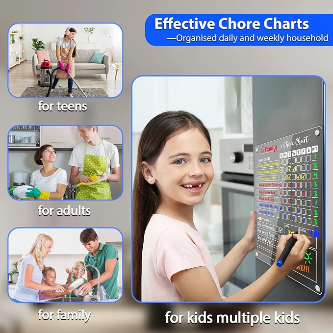 PigPotParty Clear Acrylic Magnetic Chore Chart and Blank Memo Whiteboard - Image 4