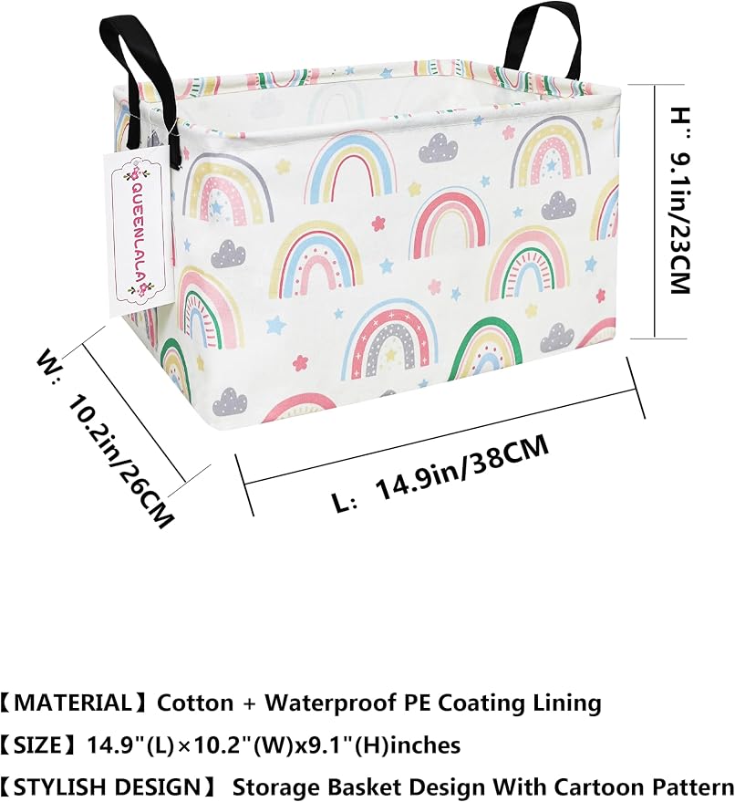 QUEENLALA Rectangular Laundry Hamper/Foldable Nursery Laundry Basket - Image 2