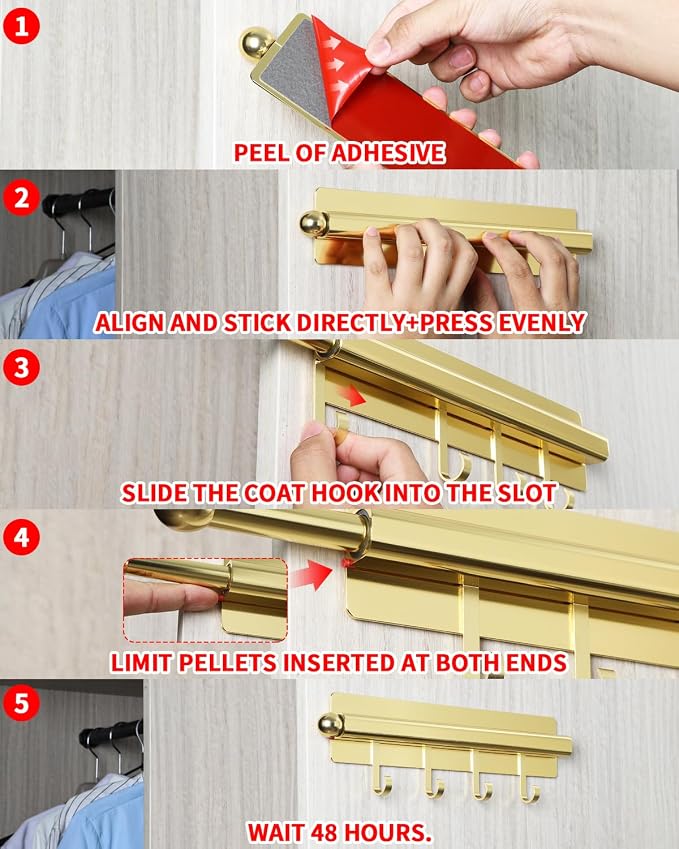 Adhesive Valet Rods for Closets Gold Closet Valet Rod - Image 7