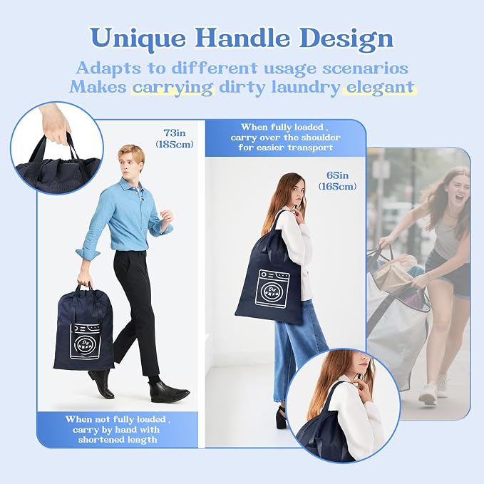 Heavy Duty Laundry Bag, Machine Washable Nylon, Splash-Resistant Dirty Clothes - Image 3