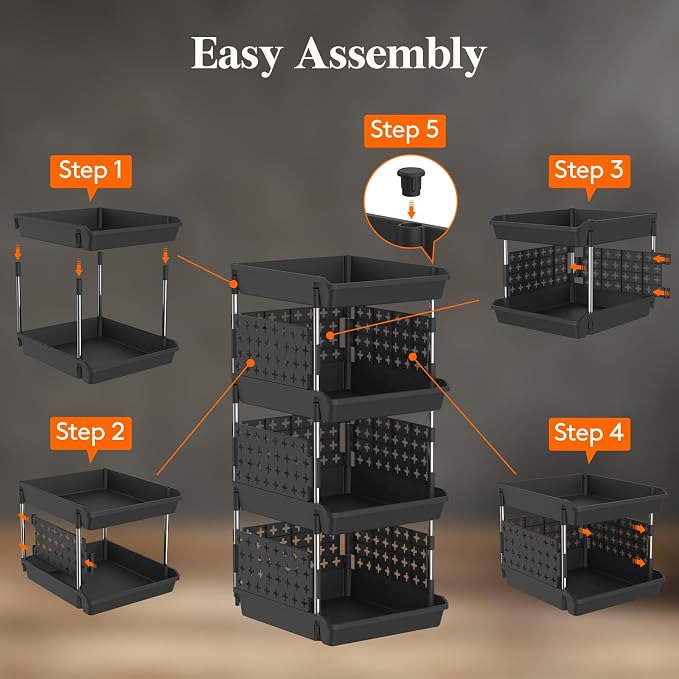 Lifewit Plastic Stackable Storage Baskets, 4 Tier Stacking Bins - Image 6