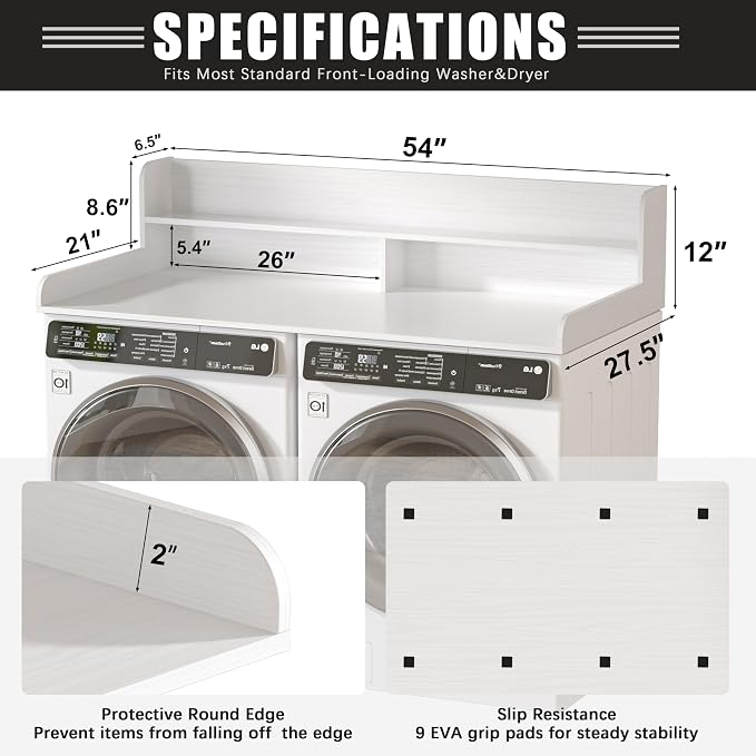 Piskyet Washer Dryer Countertop, 2- Tier Laundry Countertop - Image 3