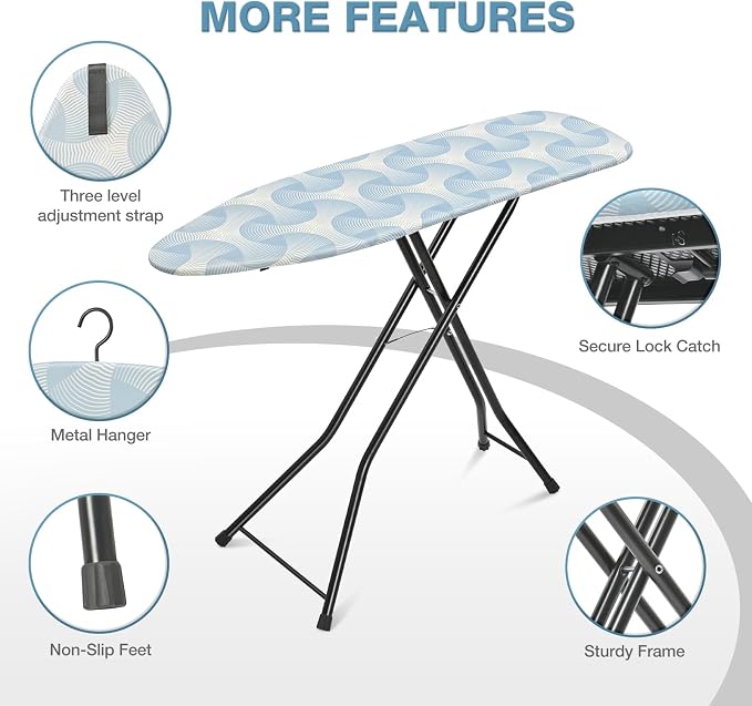 APEXCHASER Ironing Board, Full Size Steam Iron Board, Large Heavy-Duty Sturdy - Image 4