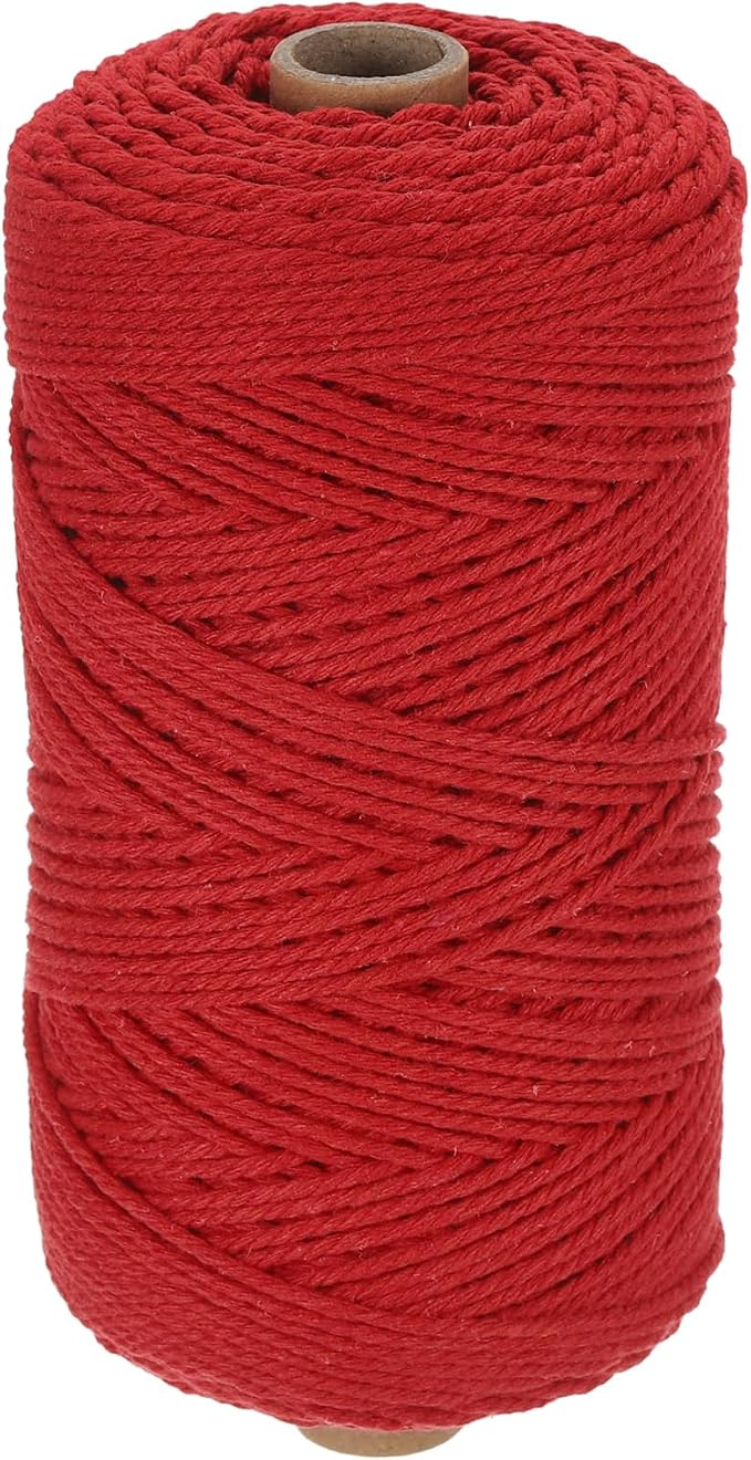 HARFINGTON Natural Macrame Cord 2mm x 220 Yards 3 Strand Twisted Cotton Macrame by HARFINGTON